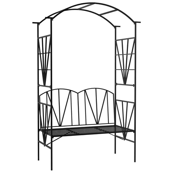 Wyld Haus Sovemo Metal Black 2 Seater Garden Bench With Arch Back For Climbing Plants