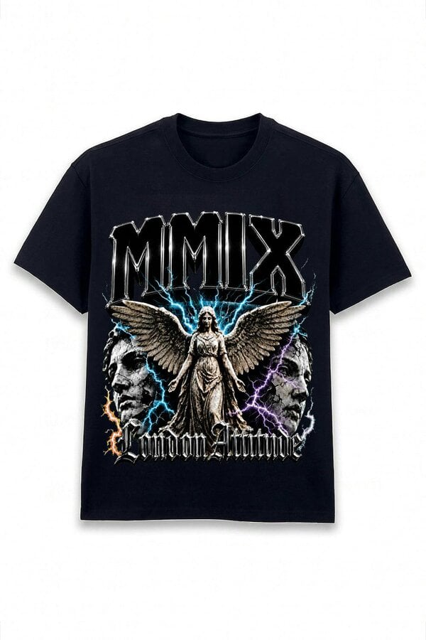 London Attitude Oversized Heavyweight Angel Graphic T-Shirt