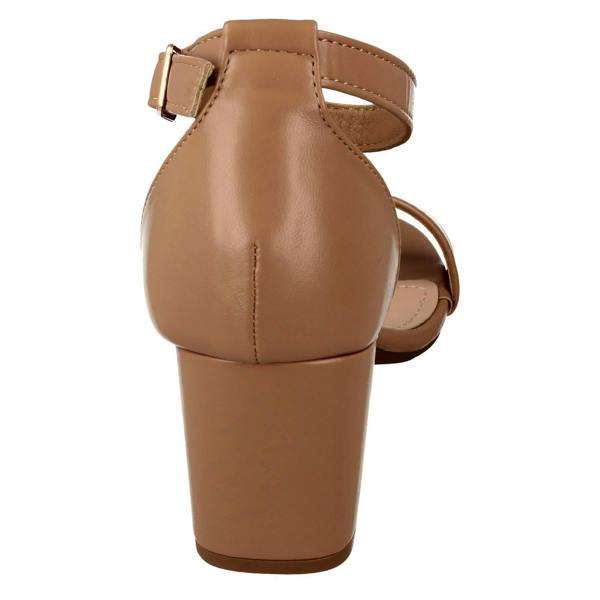 Anne Michelle Ladies Anne Michelle Mid Block Heel Buckle Ankle Strap Wide Fitting Sandals F12104