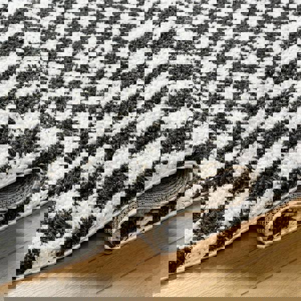 Livabliss Birmingham-Modern Black Grey Brown Checkered Soft Plush Pile Rug