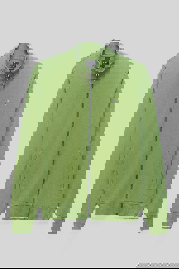 Green Zip Through Varsity Bomber Jacket