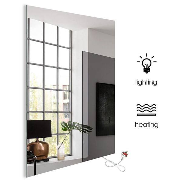 ENER-J 450W Bathroom Mirror Infrared Heater & CCT Changing with Dimmable LED Lights, 600x800 MM, Plug & Play