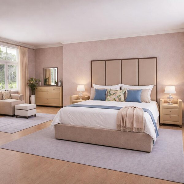 Great British Beds Emma headboard with Contrast Border Divan Bed