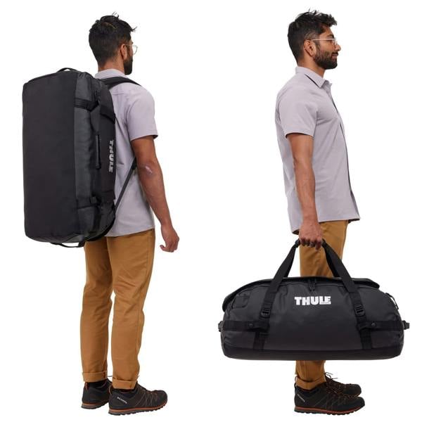 Thule Chasm 70L Duffel Bag Black Travel Luggage Backpack Recycled