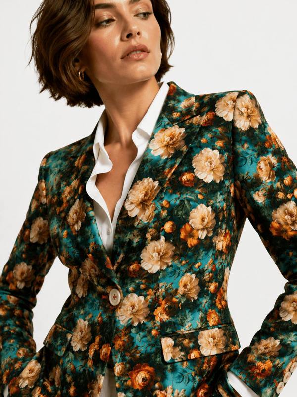 Aqua Renaissance Rose Print Blazer - Claudio Lugli Shirts