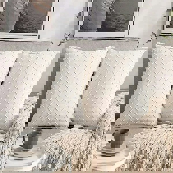 Anyhouz Anypillow Pillowcase Cream Diamond Lattice Embroidered Decorative Cushion Cover