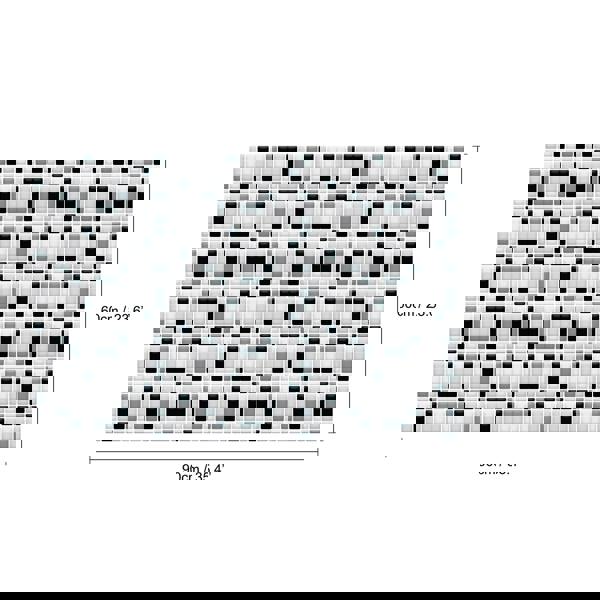 Classic Black and White Mosaic Glossy 3D Sticker Tile 30.5 x 15.4cm (12 x 6 in) - 12pcs in a pack