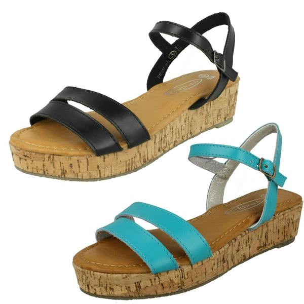 Spot On Ladies Spot On Cork Flatform Sandal
