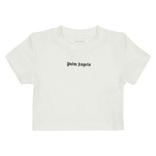 Palm Angels Childrens/Kids Logo Cropped Regular T-Shirt - White - 