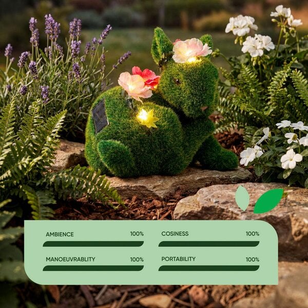 Gardenwize Solar Floral Topiary Rabbit Garden Ornament with Multiple Lights