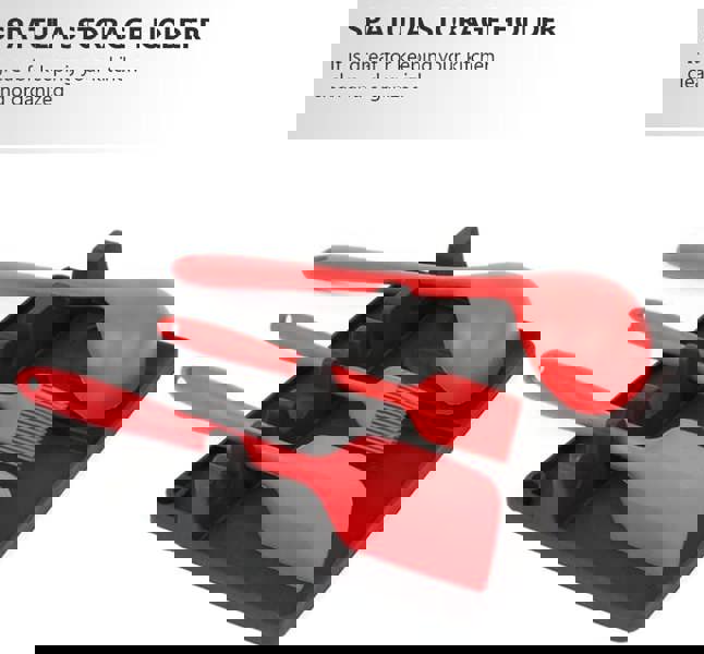 Anygleam Spoon Rest Black Large Kitchen Pan Pot Cover Lid Rack Stand Organizer Fork Spatula Rack Holder Stand Tableware Storage Rack Holder