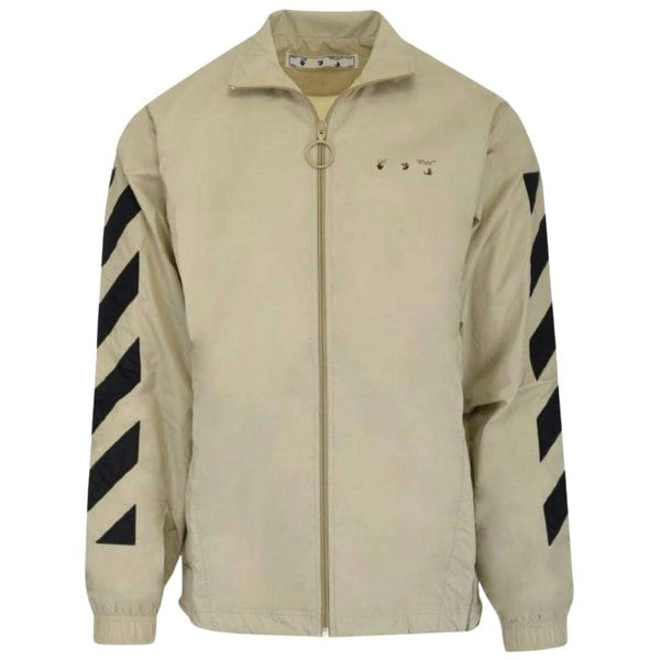 Off-White Diagonal Nylon Beige Tracktop Jacket L