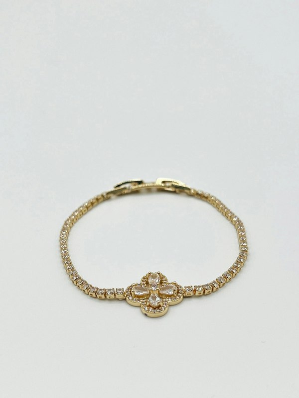SVNX Clover Diamante Bracelet in Gold Colour - Gift Boxed