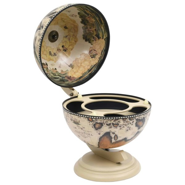 Berkfield Tabletop Globe Bar Wine Stand Eucalyptus Wood White