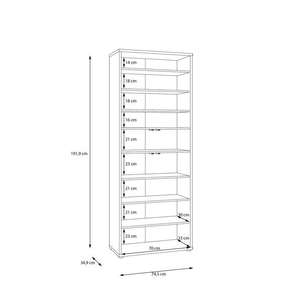 Furniture To Go Alice Springs Tall Shoe Cabinet with 4 Doors Push-to-Open in Light Grey