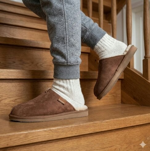 Shepherd HUGO Mens Sheepskin Mules Brown