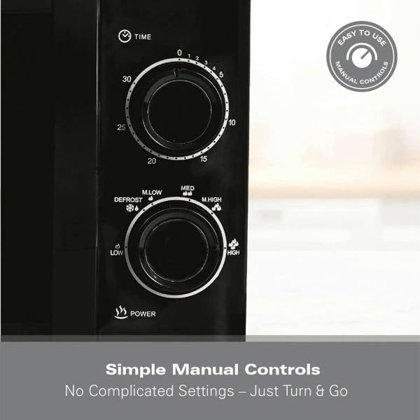 Hamilton Beach 20L Manual Black Microwave With Stainless Steel Cavity - Hamilton Beach UK