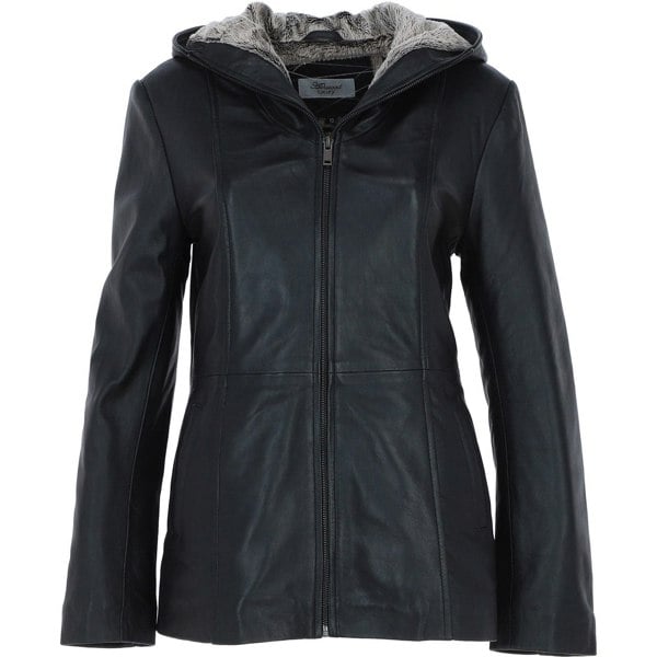 Genuine Leather hooded jacket with Fleece Lining: J-1948