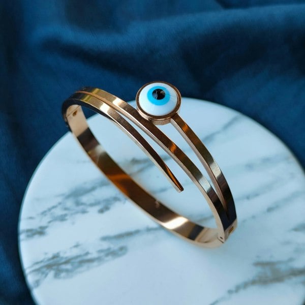 The Colourful Aura Round Evil Eye 18ct Rose Gold Multilayer Turkish Antique Armlet Bangle