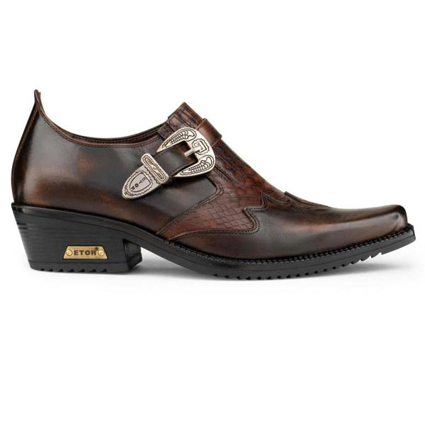 Infinity Leather Men's Brown Leather Winklepickers Cowboy Cuban Biker Boots