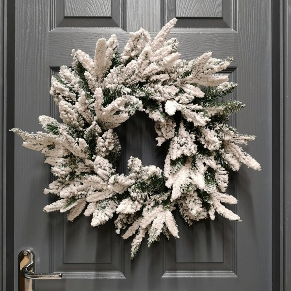 Samuel Alexander Premier 50cm Lapland Flocked Wreath with PE and PVC Tips