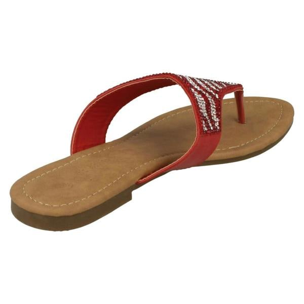 Savannah Ladies Savannah Flat Diamante Toe Post Sandals