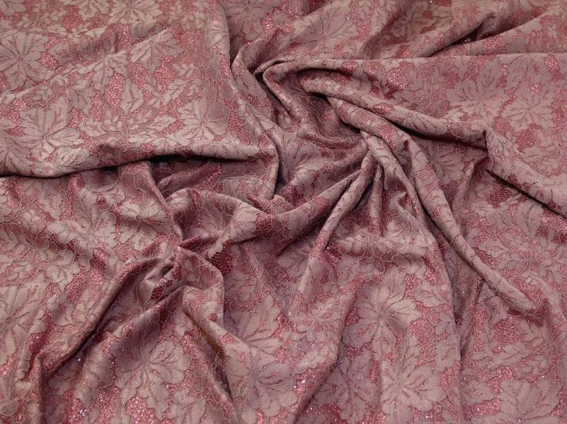 Minerva Core Range Deadstock Glitter Satin Lace Fabric - Flowers Design Dressmaking Fabric, 142 cm / 56" Wide - per metre