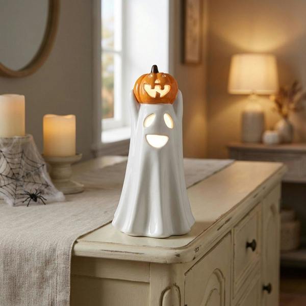 Garden Greatness Halloween LED Ghost Pumpkin Ornament