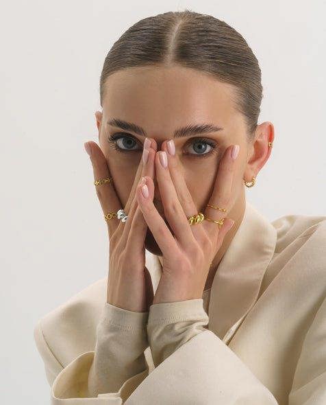 14K Gold Promise Leaf Stacking Ring - Rings - Elk & Bloom