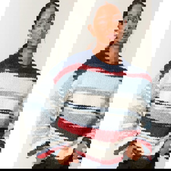 Blue Vanilla Colourful Block Horizontal Stripes Jumper