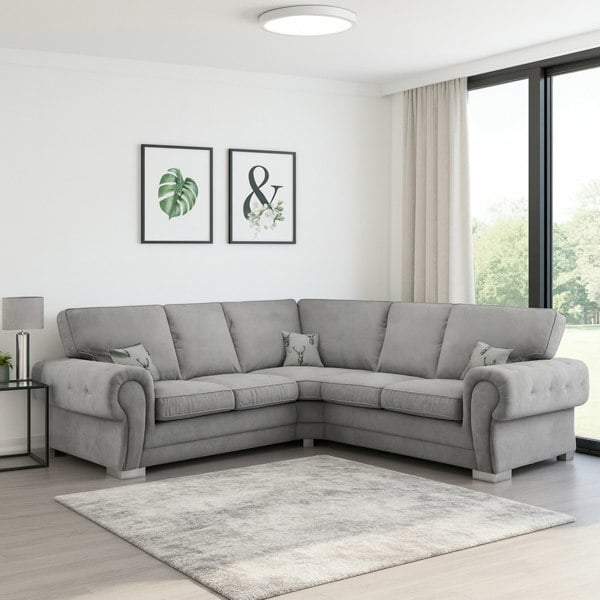 Furnishings For Less Milan Chesterfield Fabric 5 Seater Corner Sofa - Full Back