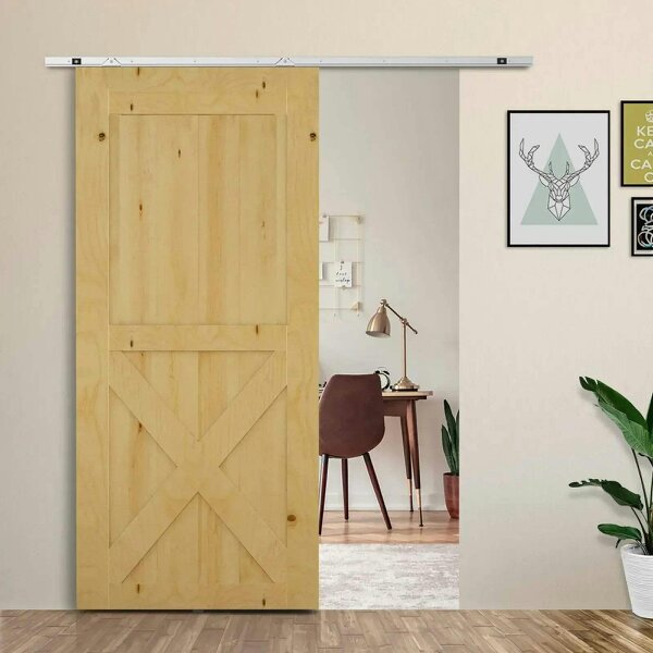 Bobobiy 6FT Modern Sliding Barn Door Closet Hardware Track Kit Track System Unit for Single Wooden Door