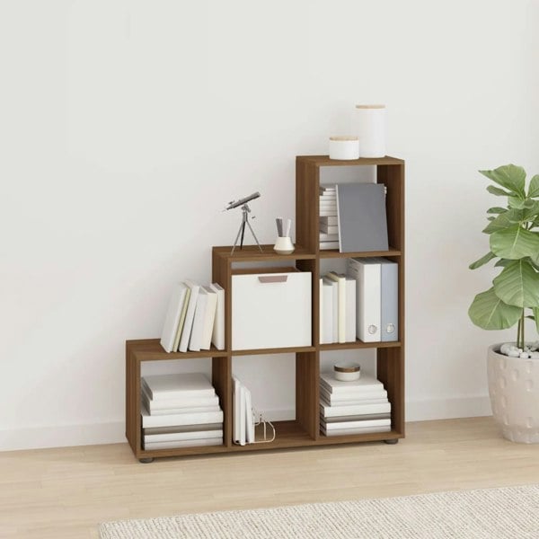 Berkfield Staircase Bookcase Brown Oak 107 cm Engineered Wood