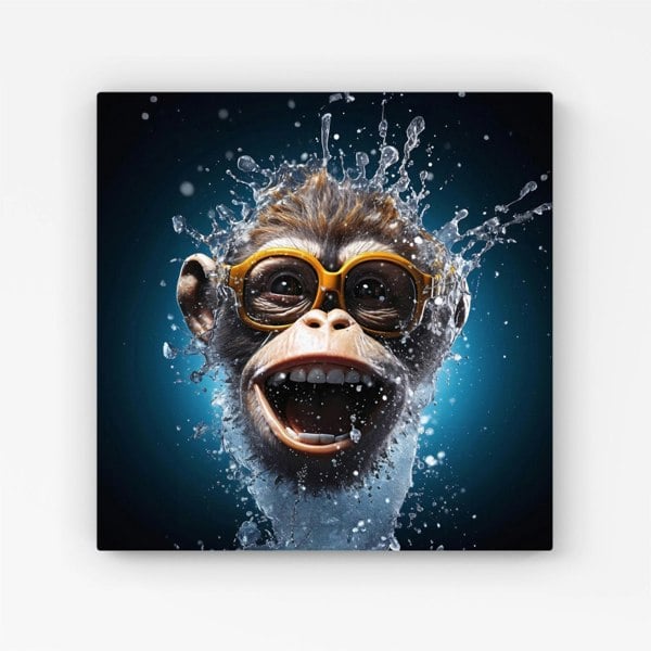 Warren Reed Splash Art Cheeky Chimp Face Canvas