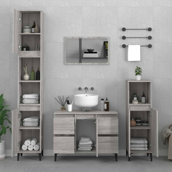 Berkfield Sink Cabinet Grey Sonoma 80x33x60 cm Engineered Wood