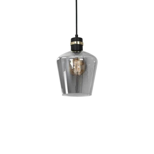 Milagro Richmond Pendant Lamp Hand Made Black And Gold Smoked Glass