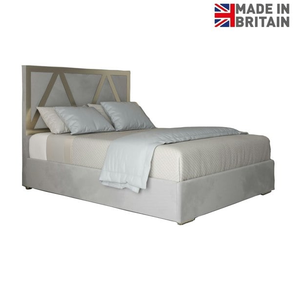 Casa Magna Alison Upholstered Soft Velvet Metal Bed Frame - Grey