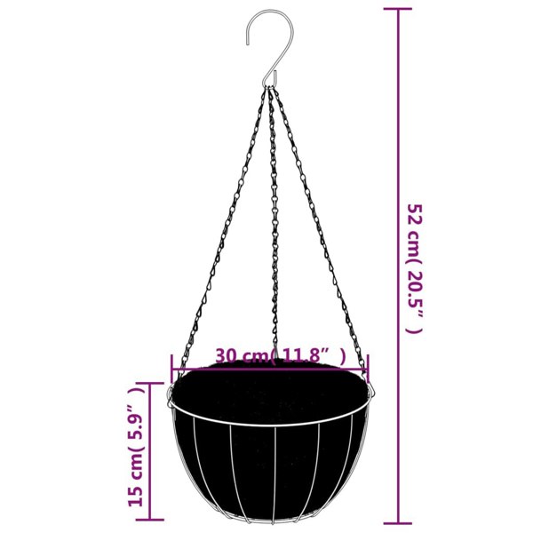 Berkfield Hanging Basket Brackets with Planters 4 pcs Black Steel