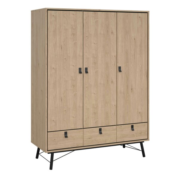 Wyld Haus Juno Wardrobe 3 Doors 3 Drawers Natural Oak