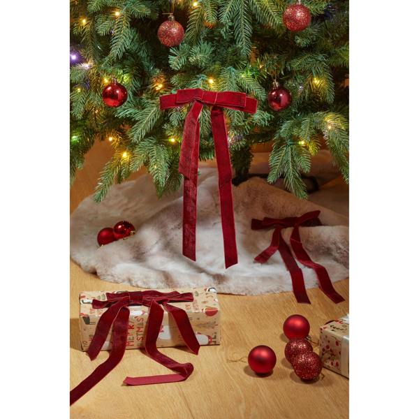 18cm LongTail Velvet Bow 8pk Burgundy