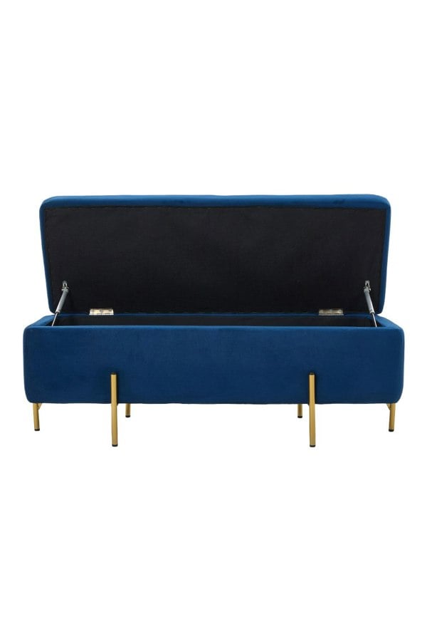 Living and Home Blue Flannel Upholstered Storage Bench