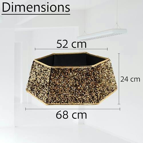 26.8 Inch Foldable Hexagon Christmas Tree Collar with Sequin Finish for Festive Tree Displays image 3