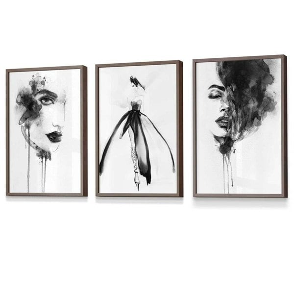 Set of 3 Framed Fashion Wall Art Prints from Watercolour Illustrations | Artze Wall Art UK