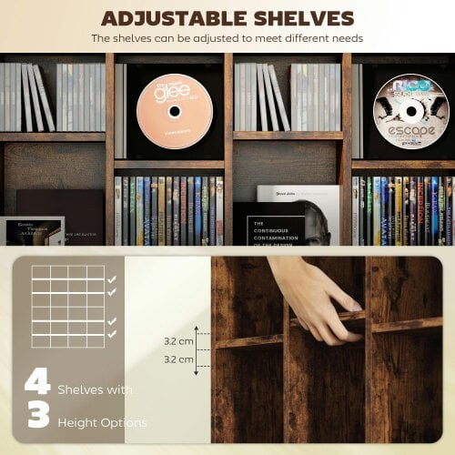Wyld Haus Limi Wooden Rustic Brown Adjustable CD Storage Cabinet 89 x 130.5 cm