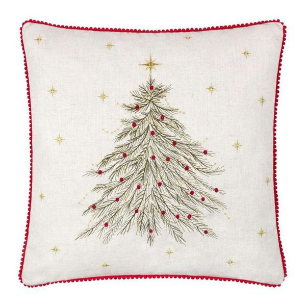 Wylder Twinkling Tree Embroidered Cushion Cover - Natural - 