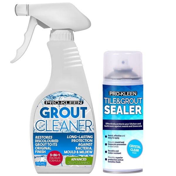 ProKleen Pro-Kleen Grout Cleaner 750ml and Tile & Grout Sealer 400ml - Cleans, Protects & Seals