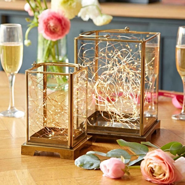 Paper High Antique Brass Candle Lantern