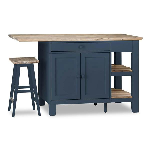 Statement Furniture Florence Kitchen Island with Cupboard and Shelves