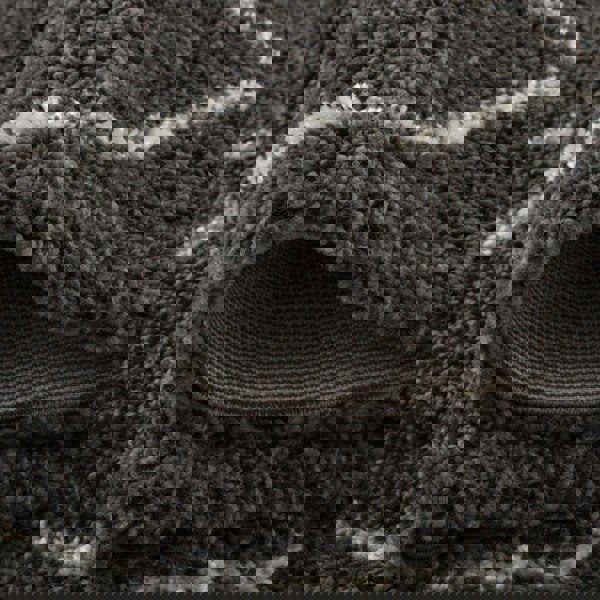 Shaggy Dark grey rug High Qualit Elegant Moroccan Pattern Suitable for Floor heating