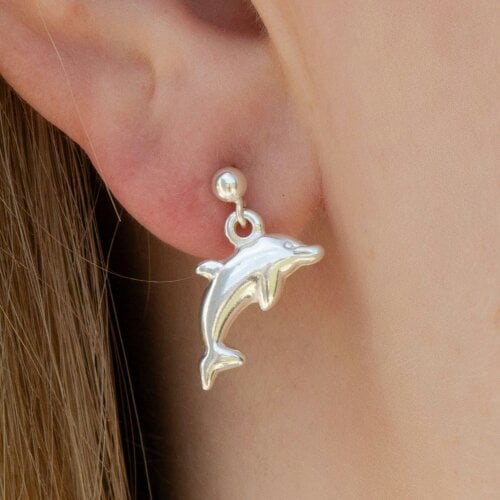 Mylee London Sterling Silver Dolphin Earrings - Stud Drop